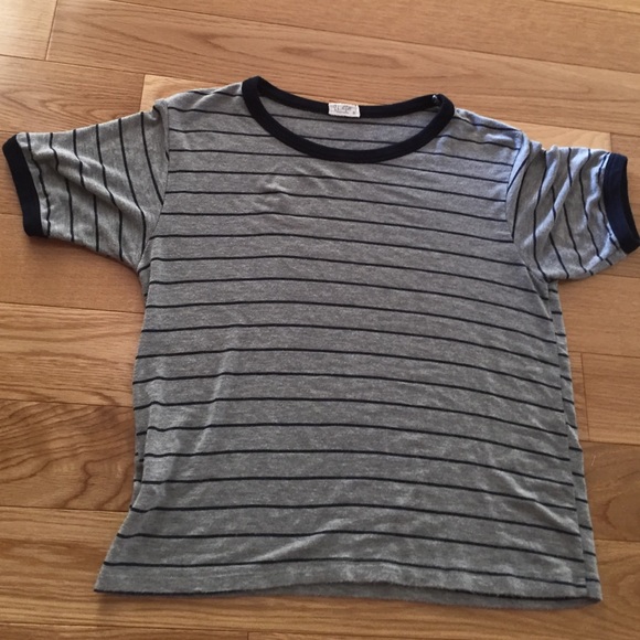 Brandy Melville Grey with navy striped Tee