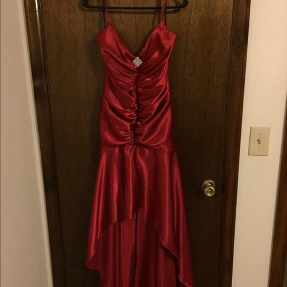 Red high low dress