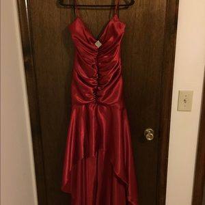 Red high low dress
