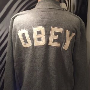 Obey zip front sweater