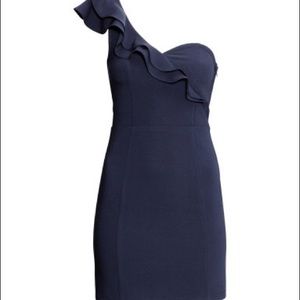 One shoulder mini cocktail dress.