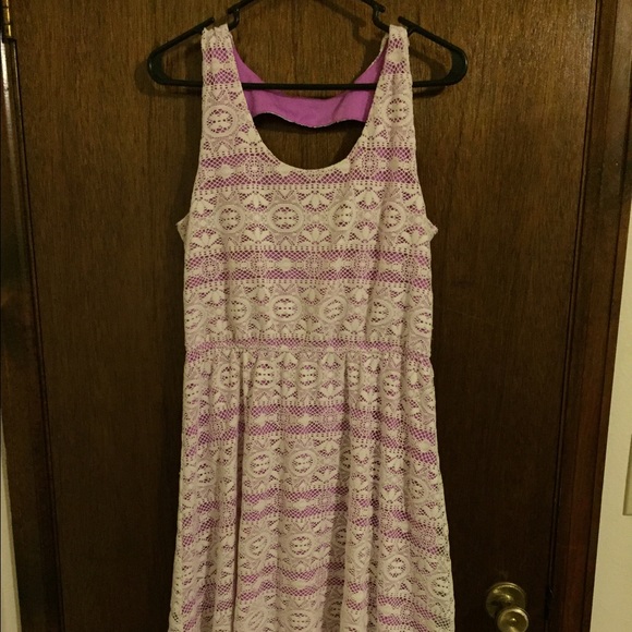 Crochet dress with purple underlay