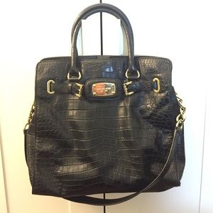 Michael Kors black leather medium Hamilton Satchel