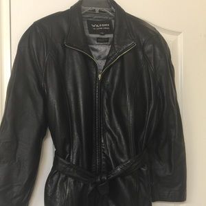 3/4 Black leather coat XL