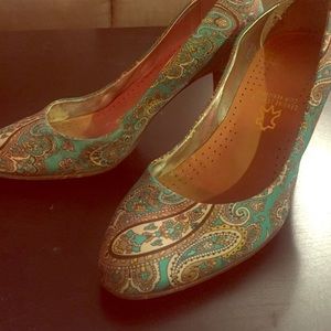 J. Crew Special Edition printed satin paisley heel