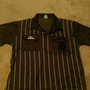 Black shirt with white stripes