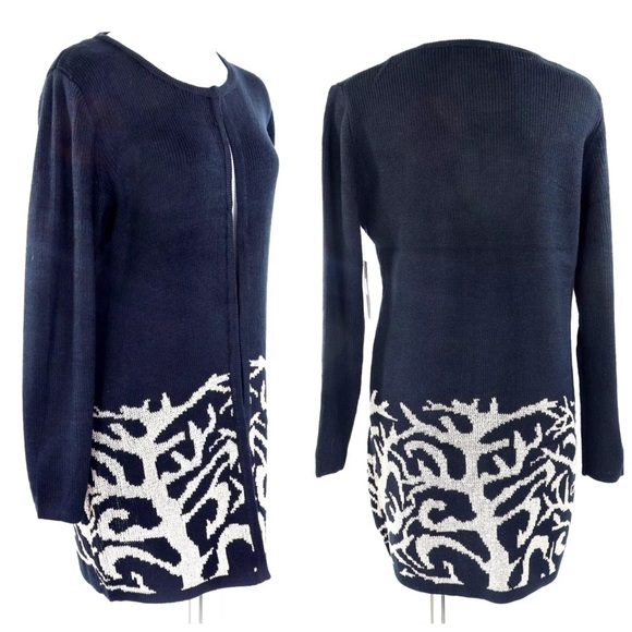 Black Metallic Gold Tree Branch Long Sweater - Picture 3 of 4