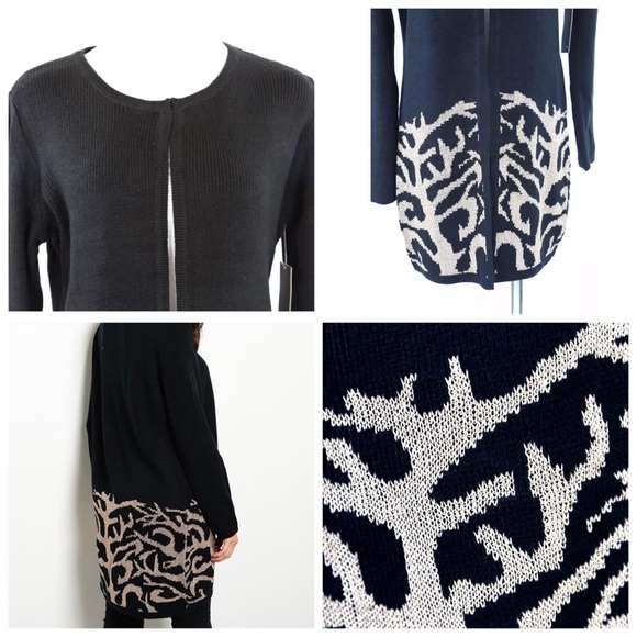 Black Metallic Gold Tree Branch Long Sweater - Picture 4 of 4