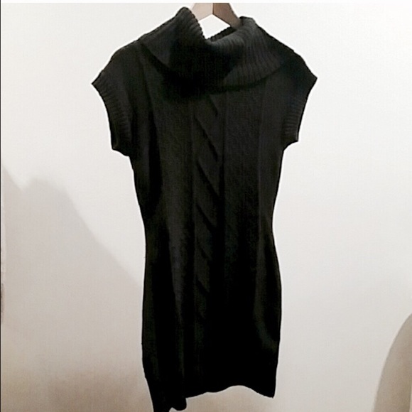 black ulla johnson dress Black Turtleneck Sweater Dress - Long Sleeve Dress