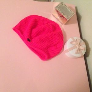 Hot pink fox beanie