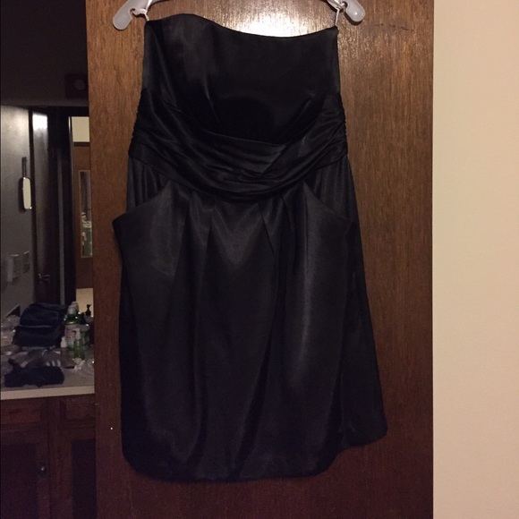 Black Satin Strapless Dress