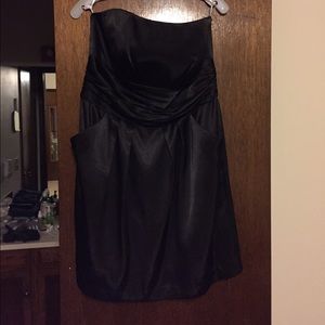 Black Satin Strapless Dress