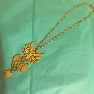 PImPiN GoLD viNtaGe Hornd OwL necklace pendant BIG