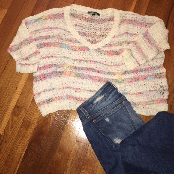 Open weave cropped sweater