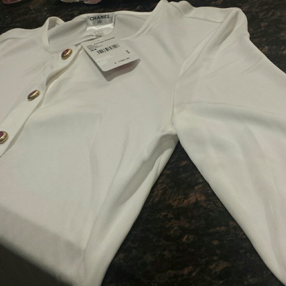 Brand New White Chanel Blouse with sleeves