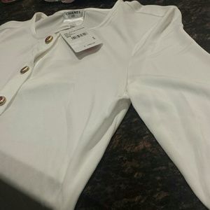 Brand New White Chanel Blouse with sleeves