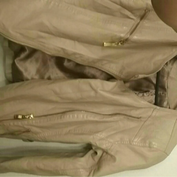 Cream faux leather jacket