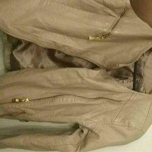 Cream faux leather jacket