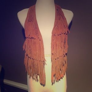 Boho Leather Fringe Vest