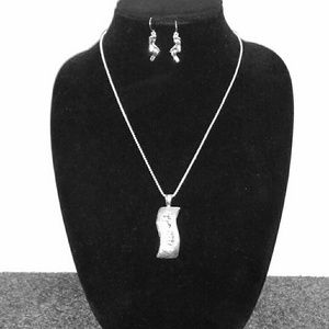Footprints necklace and earring set