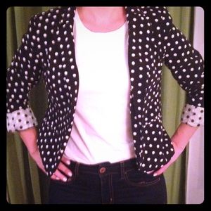 LC Lauren Conrad black and white polka dot blazer