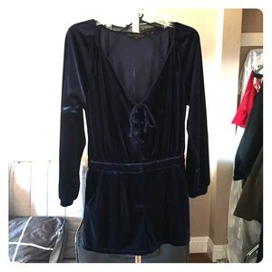 LUCCA COUTURE  navy velvet romper