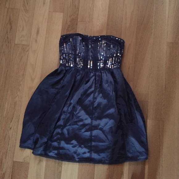 American Eagle Charcoal Strapless Sequin Dress