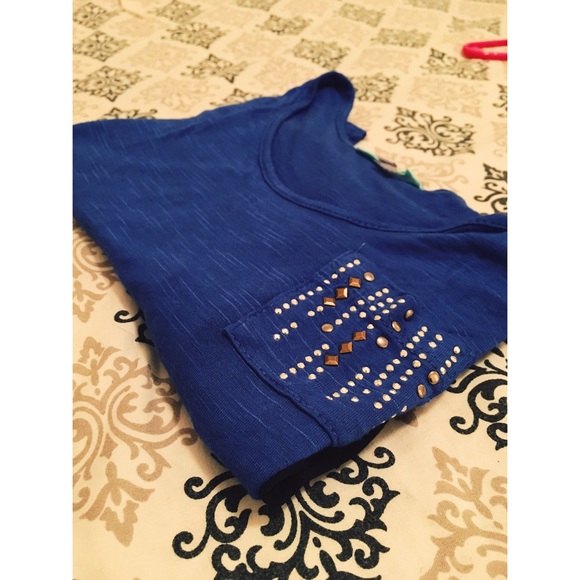 Blouse with rhinestone embellished pocket