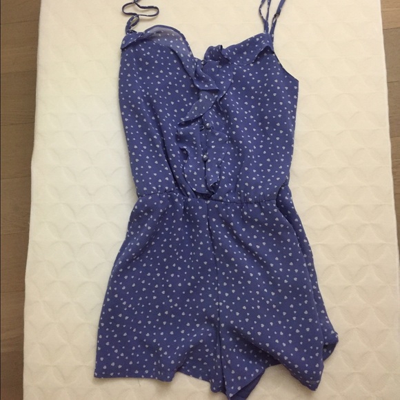 Blue polka dot romper