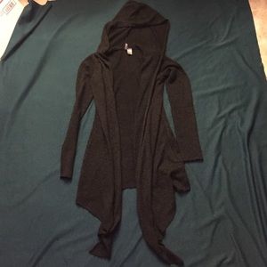 Long Asymmetrical Hooded Cardigan