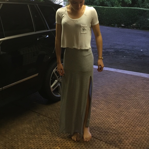 Brandy Melville striped Maxi Skirt w slit