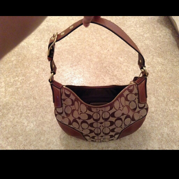 NWOT Authentic Coach Small C Canvas Hobo Purse