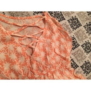 palm tree print blouse