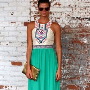 Green tribal maxi dress