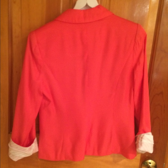 Aryn K. Coral one Button Silk Blazer - Picture 2 of 4