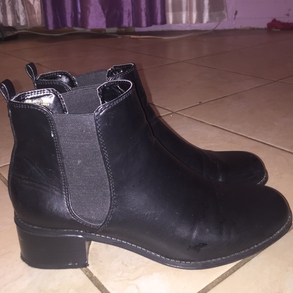 Black leather booties