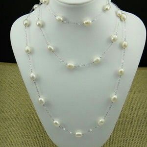 Authentic Multi- Layers Pearl Necklace 925 Sterling Silver Chain