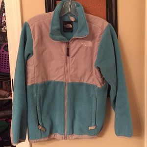 Blue, Gray, and Black North Face Jacket