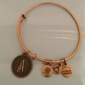 Alex and Ani gold energy bracelet / bangle "A"