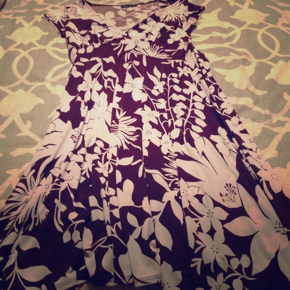 Brown and White Flower Dress