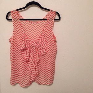 Coral/white chevron top