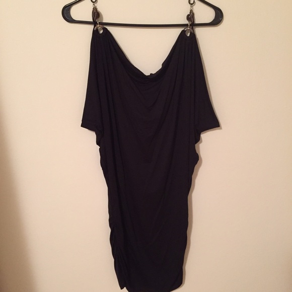 Wilster black night dress with drop cold shoulder!