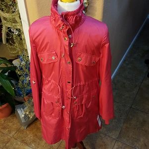 Black rivet red pink light coat
