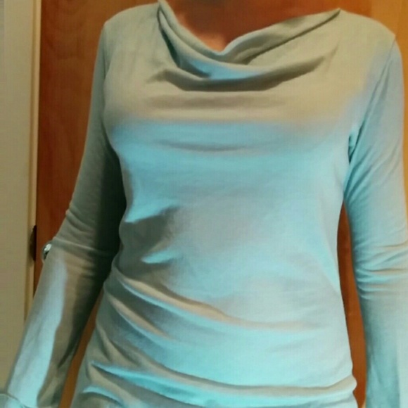 Athleta drape-neck tunic, ice blue