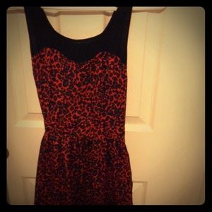 Red leopard, tie waist dress/top
