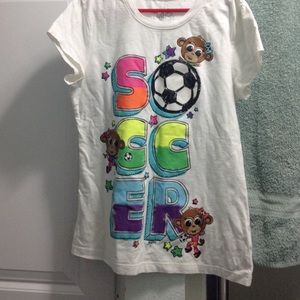 White Justice soccer shirt