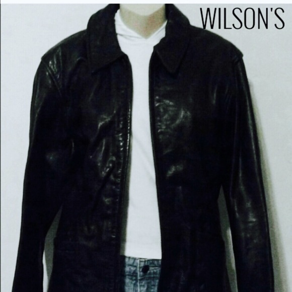 Wilsons Black Leather Thinsulate Jacket Sz Med - Picture 1 of 3