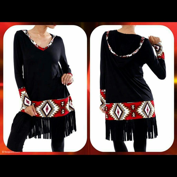 Tops - 💖Host Pick💖Aztec Fringe Hooded Top