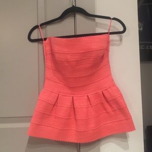 Banded Strapless Peplum coral top!
