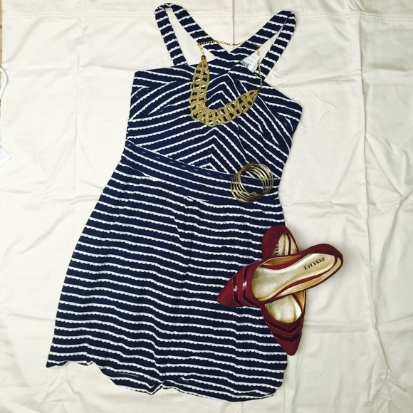 Navy blue and white dress